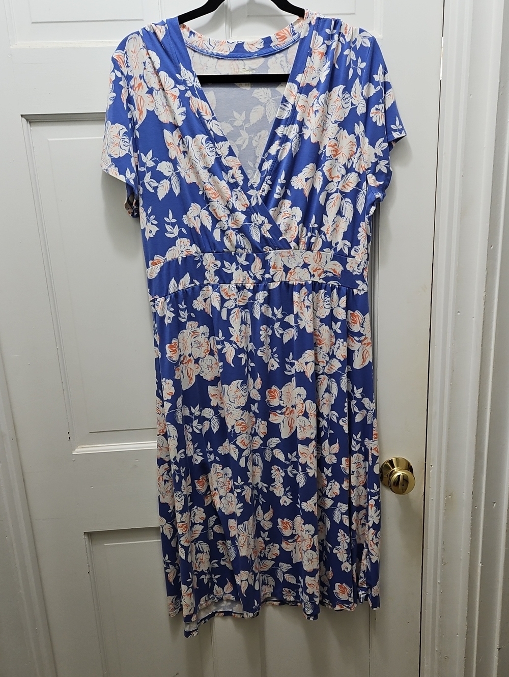 L.L. Bean Blue Floral Wrap Midi Dress